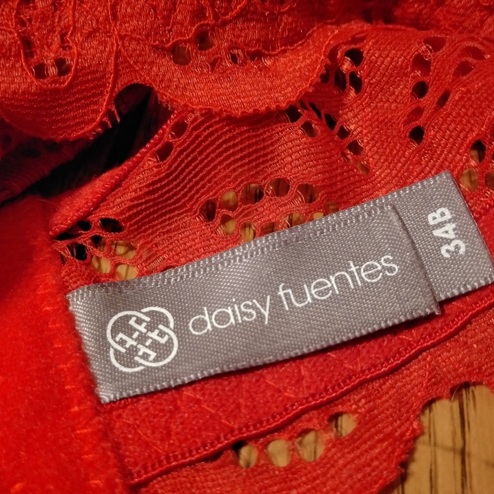 Daisy Fuentes Intimates Long line Lace Push Up Bra Hot Sauce Red - Picture 11 of 13